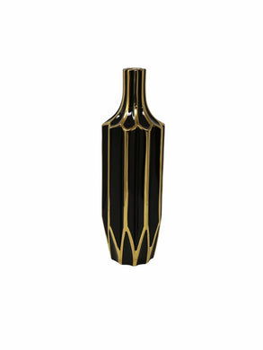 Up-Scaling Decorative Ceramic Vase, Black And Gold