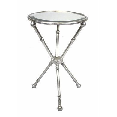 Trinity Metal & Glass Mirrored Top Table, Silver