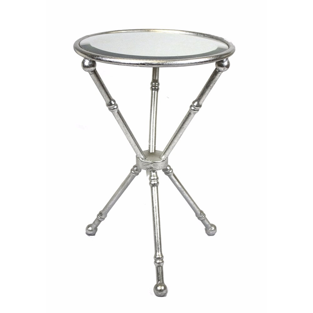 Trinity Metal & Glass Mirrored Top Table, Silver
