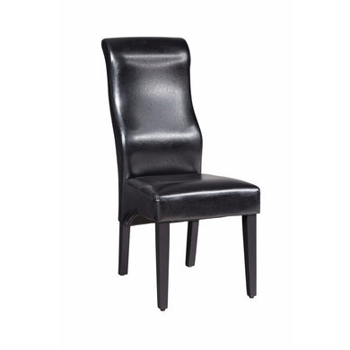 Transitional Style Upholstered Dining Side Chair, Black, Set of 2