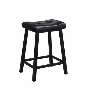 Upholstered Tufted Backless Counter height Stool, Black, Set of 2