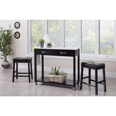 Transitional Style 3 Piece Bar Set, Black And White
