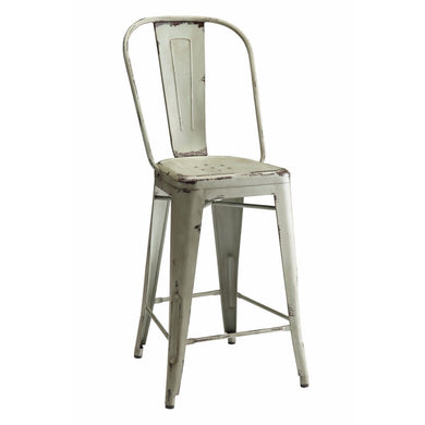 Vintage Look  Metal Counter Height Stool, Off White, Set of 2