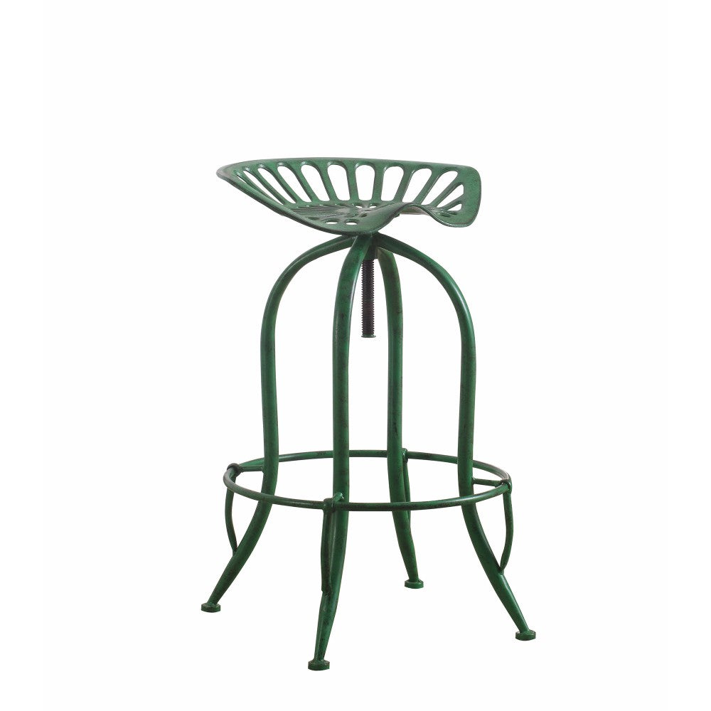 Tractor Seat Adjustable Metal Bar Height Stool, Green