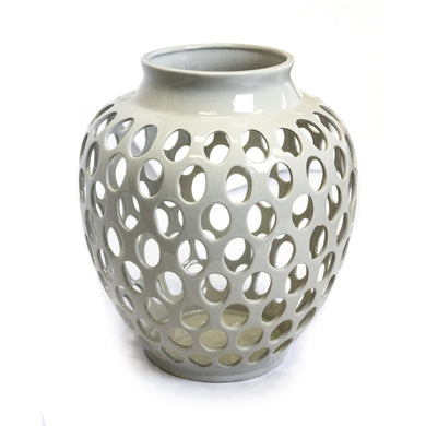 Utterly Refined Cutout Ceramic Vase, White
