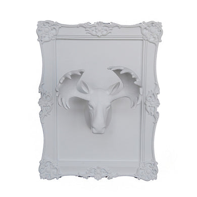 Wildly Elegant Moose Head Wall Plaque, White