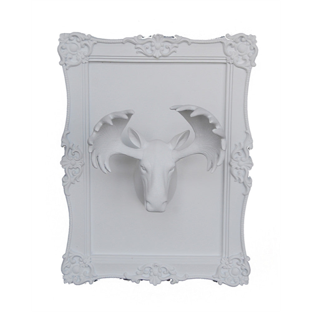 Wildly Elegant Moose Head Wall Plaque, White