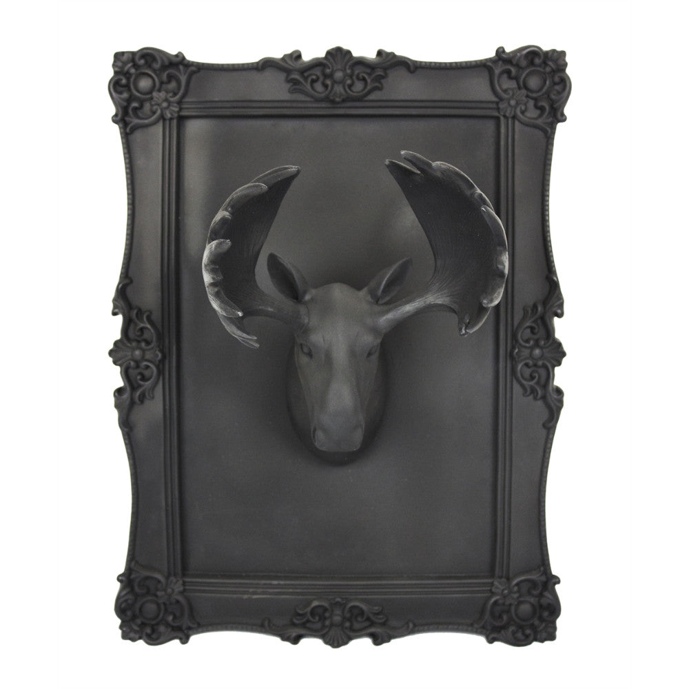 Wild and Decorous Moose Head Wall Plaque, Black