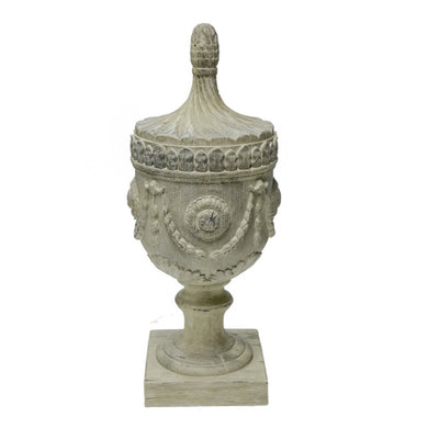 Antiquely Crafted Decorative Urn Finial, Off White