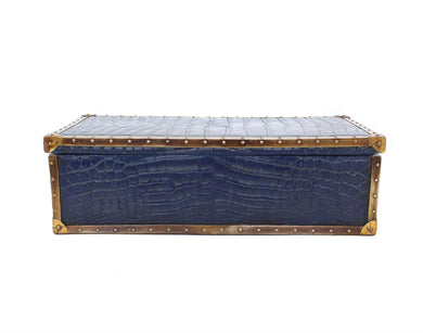 Antique Polyresin Alligator Skin  Box, Dark Blue