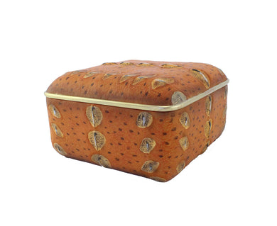 Alluring Polyresin Sturgeon Box, Orange And Gold