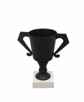 Usually Designed Metal Footed Urn, Black