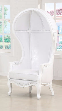Alluring Hooded Accent Chair, White