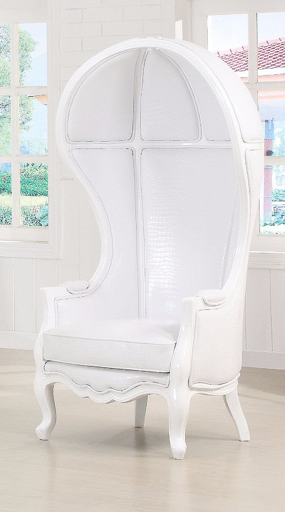 Alluring Hooded Accent Chair, White