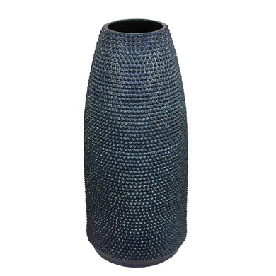 Stylishly Patterned Tall Ceramic Vase, Blue