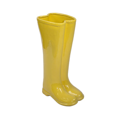 Trendy Ceramic Boots Umbrella Stand, Yellow