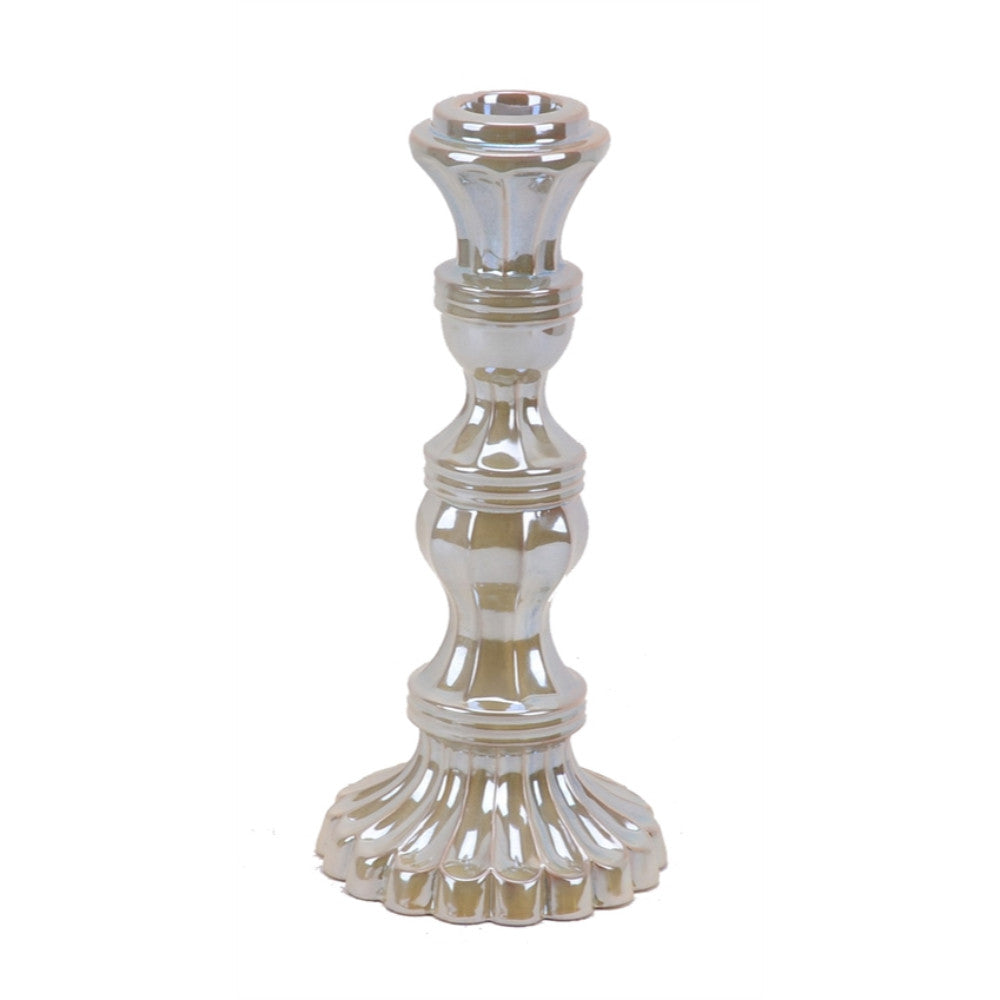 Traditionally Stylish Ceramic Candleholder,Beige