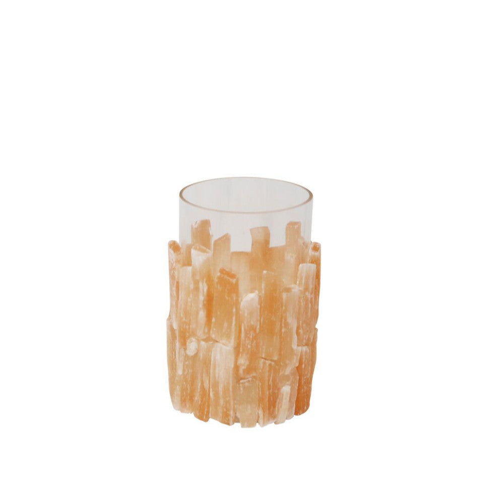 Alluring Selenite and Glass Hurricane, Orange