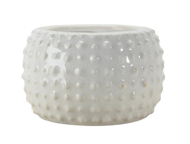 White Ceramic Vintage-Style Hobnail Textured Planter
