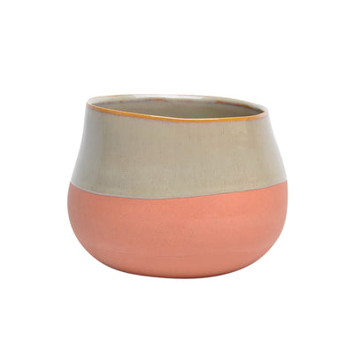 Adorning Mid Century Ceramic Vase, Beige And Orange