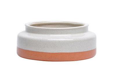 Traditional Style Ceramic planter, White And Orange