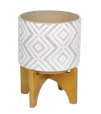Well-made Ceramic planter with stand, Multicolor