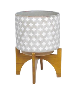 Transitional Ceramic planter with stand, Multicolor