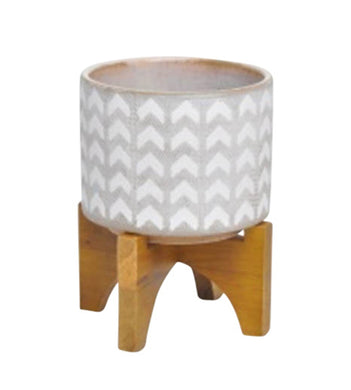 Stylishly Charmed Ceramic planter with stand, Multicolor