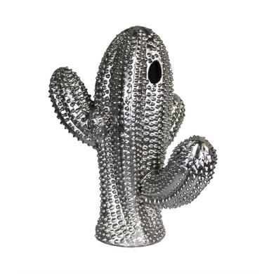 Alluring Ceramic Cactus Figurine, Silver