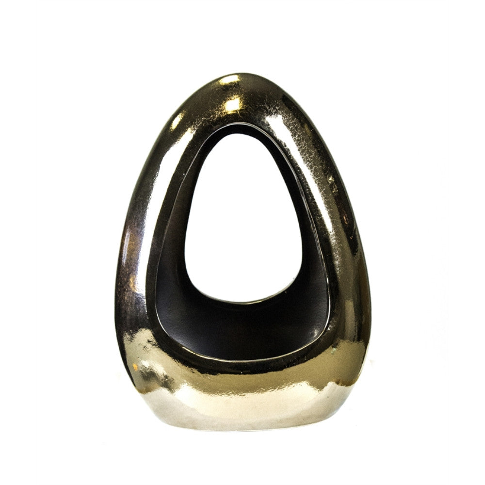 Abstract Ceramic Candle Holder, Bronze