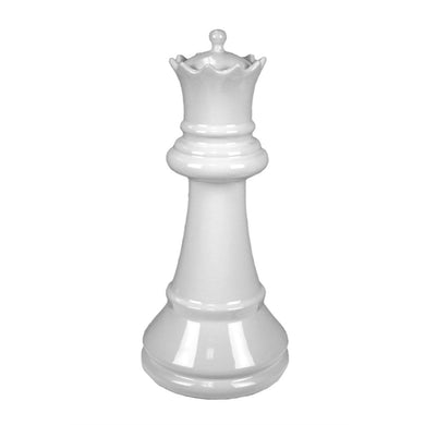 Subtle White Ceramic Chess Piece Decor