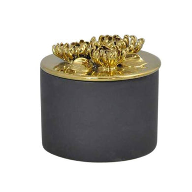 Wonderful Black & Gold Ceramic Petal Canister