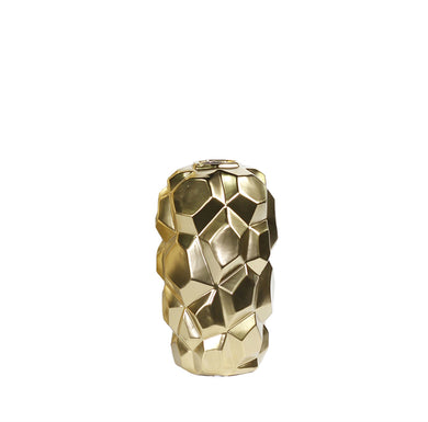 Alluring Faceted Ceramic Table Vase, Gold