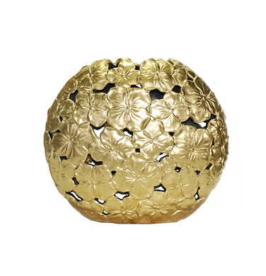 Adorning  Ceramic Floral Motif Vase, Gold