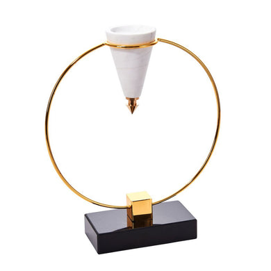 Vivacious Metal And Marble Table Decor, White And Gold