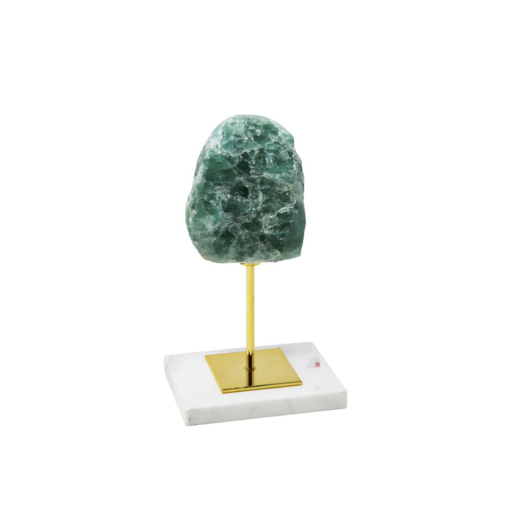 Superb  Green Metal Table Decor With Agate
