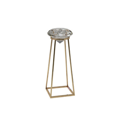 Aesthetic Clear Crysrtal Diamond Votive Holder, Gold