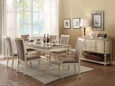 Affable Dining Table, White and Brown