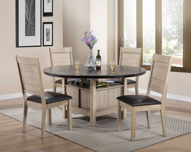 Alluring Dining Table , Dark Walnut & Antique Beige