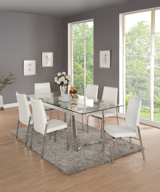 Alluring Dining Table, Clear Glass & Chrome Silver