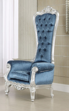 Adorning Accent Chair With High Back, Silver & Blue