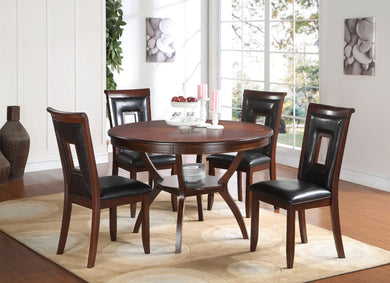 Wooden 5 Piece Dining Set, Black & Cherry Brown