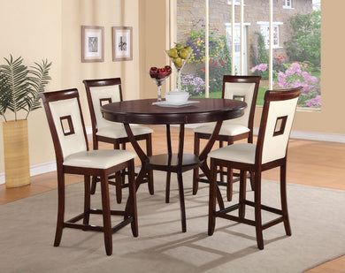 Wooden 5 Piece Dining Set, Cream & Cherry Brown