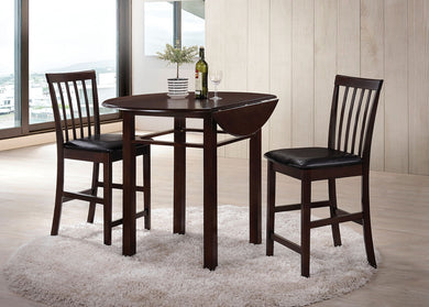 Wooden 3 Piece Pack Counter Height Set, Espresso & Black