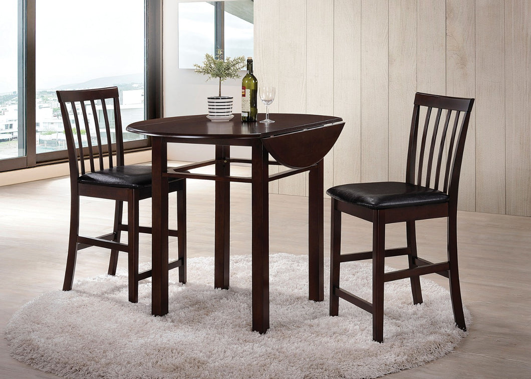 Wooden 3 Piece Pack Counter Height Set, Espresso & Black