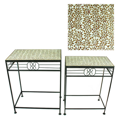 Well-Made 2Piece Mosaic Rectangular Planter Stand, Gold