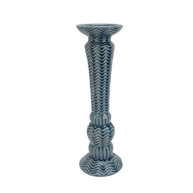 Traditional Style Ceramic Candle Holder, Blue