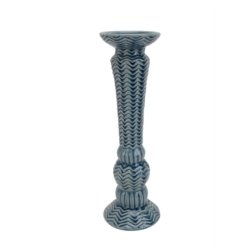 Traditional Style Ceramic Candle Holder, Blue