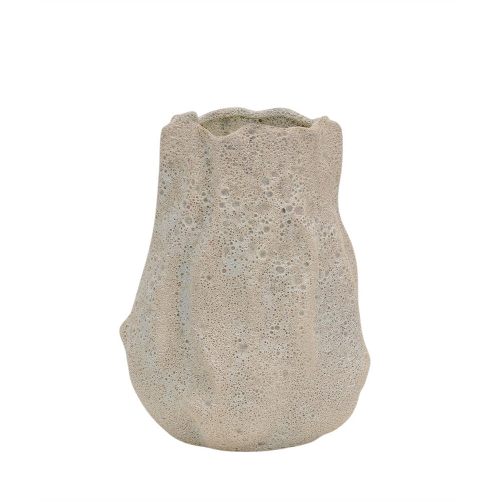 Aged Look Decorative Ceramic Vase, Beige