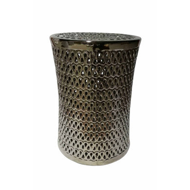 Well-Designed Ceramic Pierced Garden Stool, Silver
